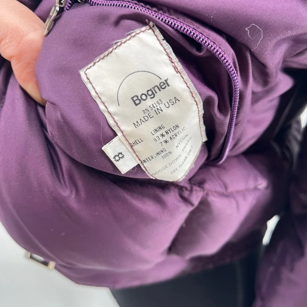 Vintage Bogner Purple Puffer Jacket Goose Down Filled Women's Size‎ Medium